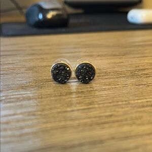 Black and Gold Stud Earrings